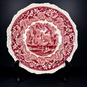 Vintage Mason’s Vista Red Ironstone Transferware 10” Dinner Plate | England